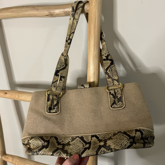 Brahmin snake print leather neutral taupe medium shoulder bag purse - Picture 10 of 15